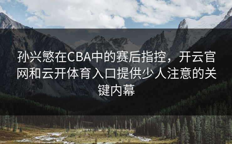 孙兴慜在CBA中的赛后指控,开云官网和云开体育入口提供少人注意的关键内幕